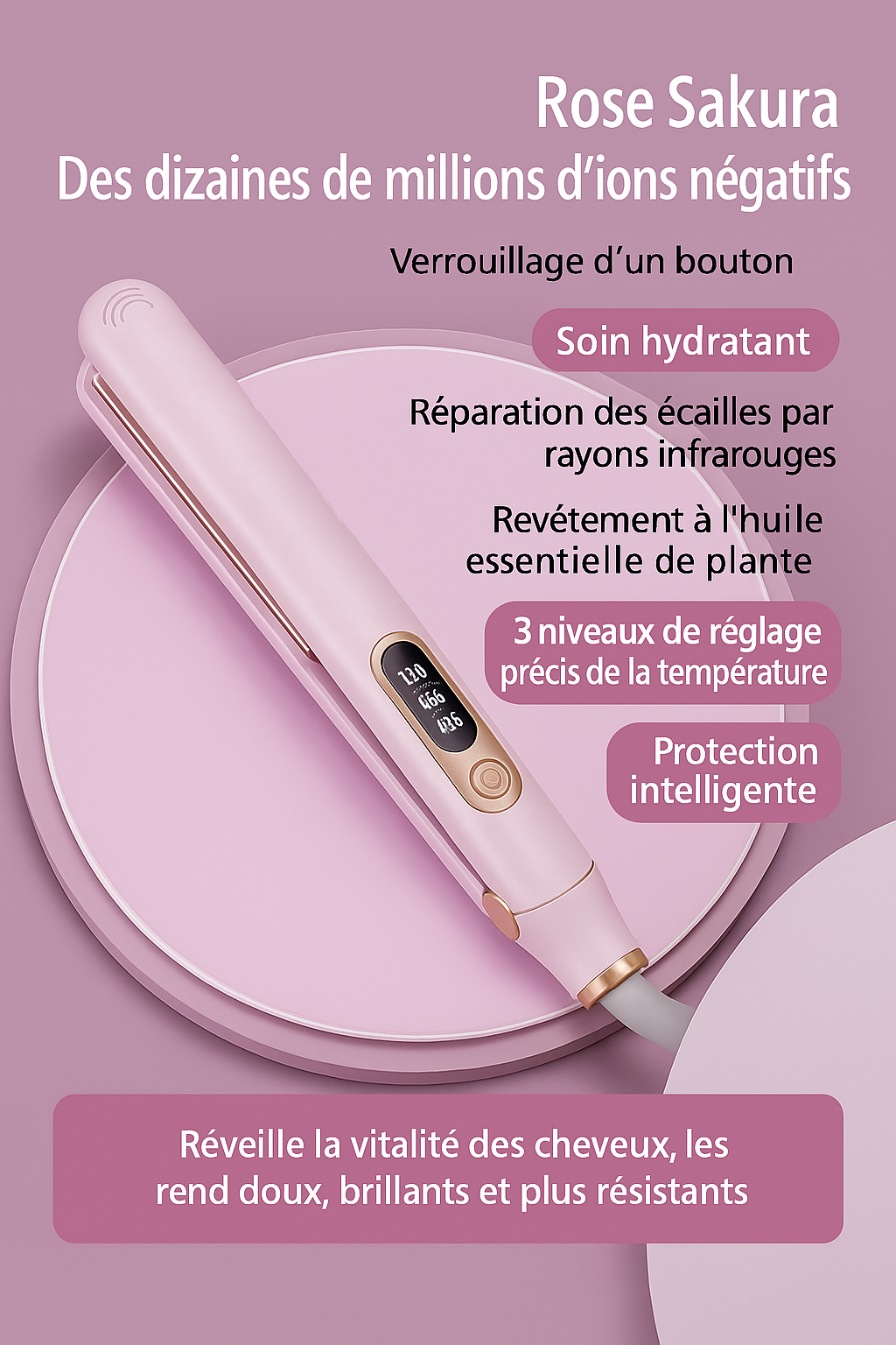 Fer à Lisser & Boucler 2-en-1 Ionique – Chauffage ultra Rapide, Revêtement Céramique