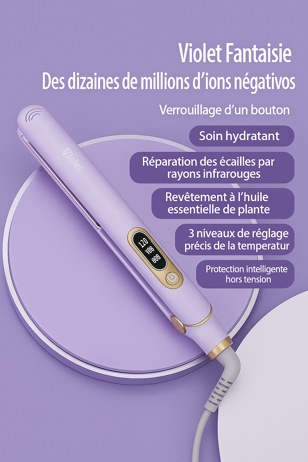 Fer à Lisser & Boucler 2-en-1 Ionique – Chauffage ultra Rapide, Revêtement Céramique